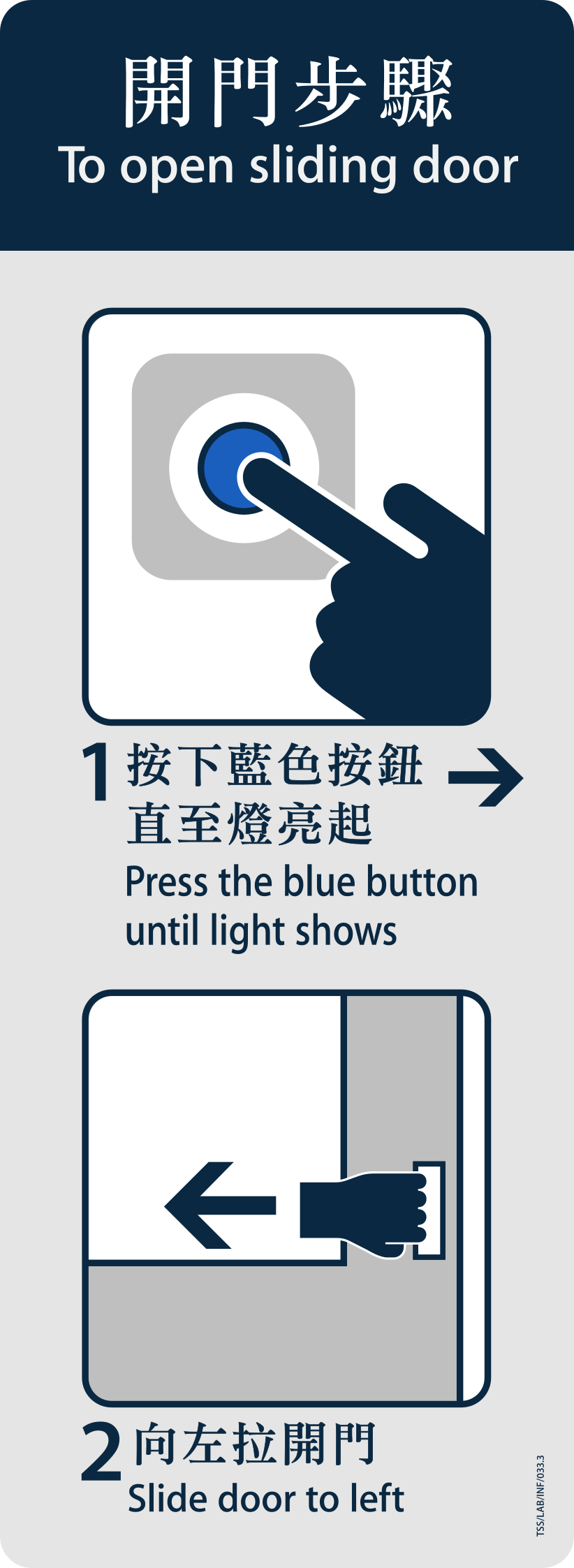 MTR Signage: To open sliding door